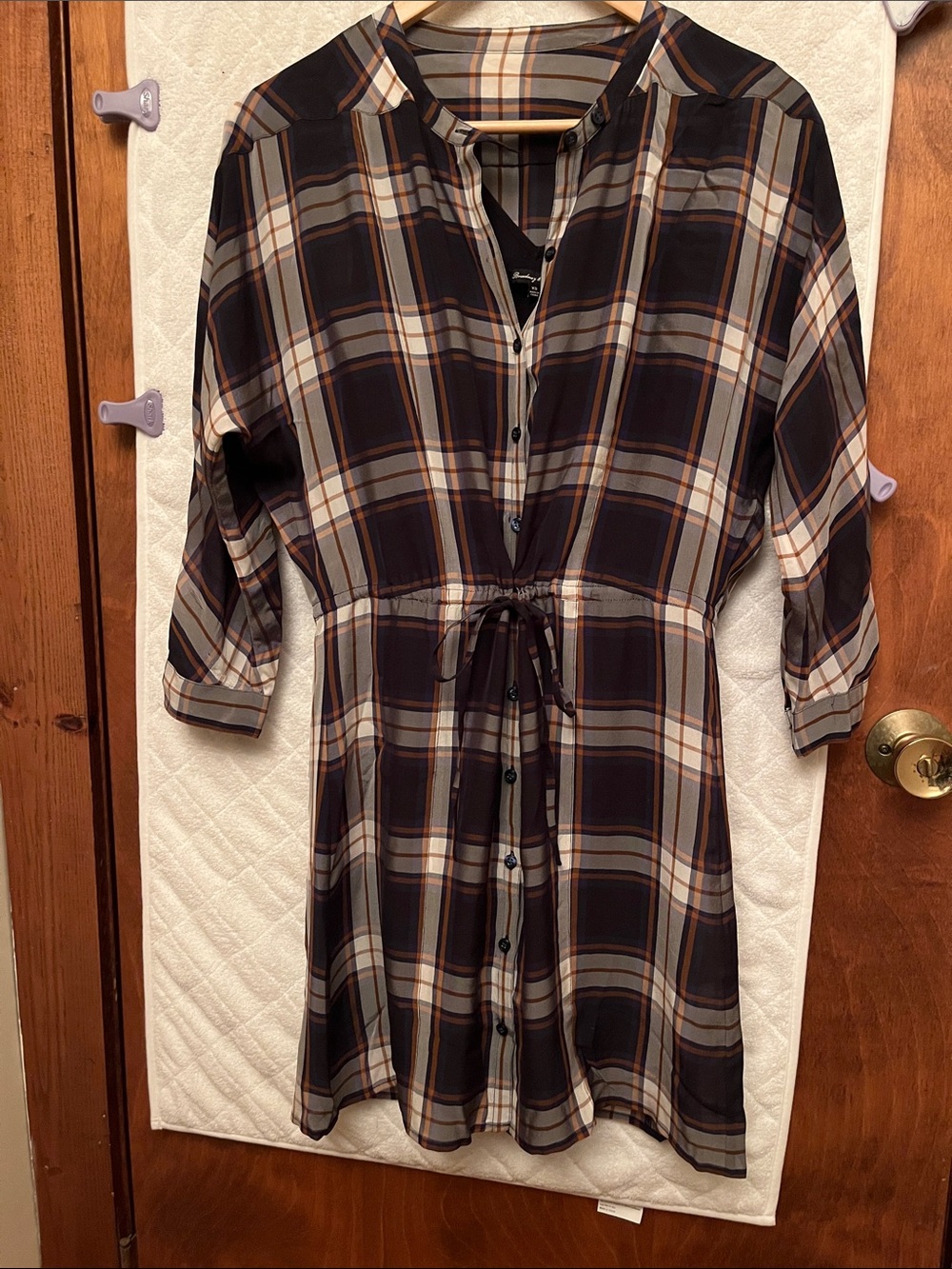 Broadway & Broome Semi-Sheer Plaid dress with Black Underdress